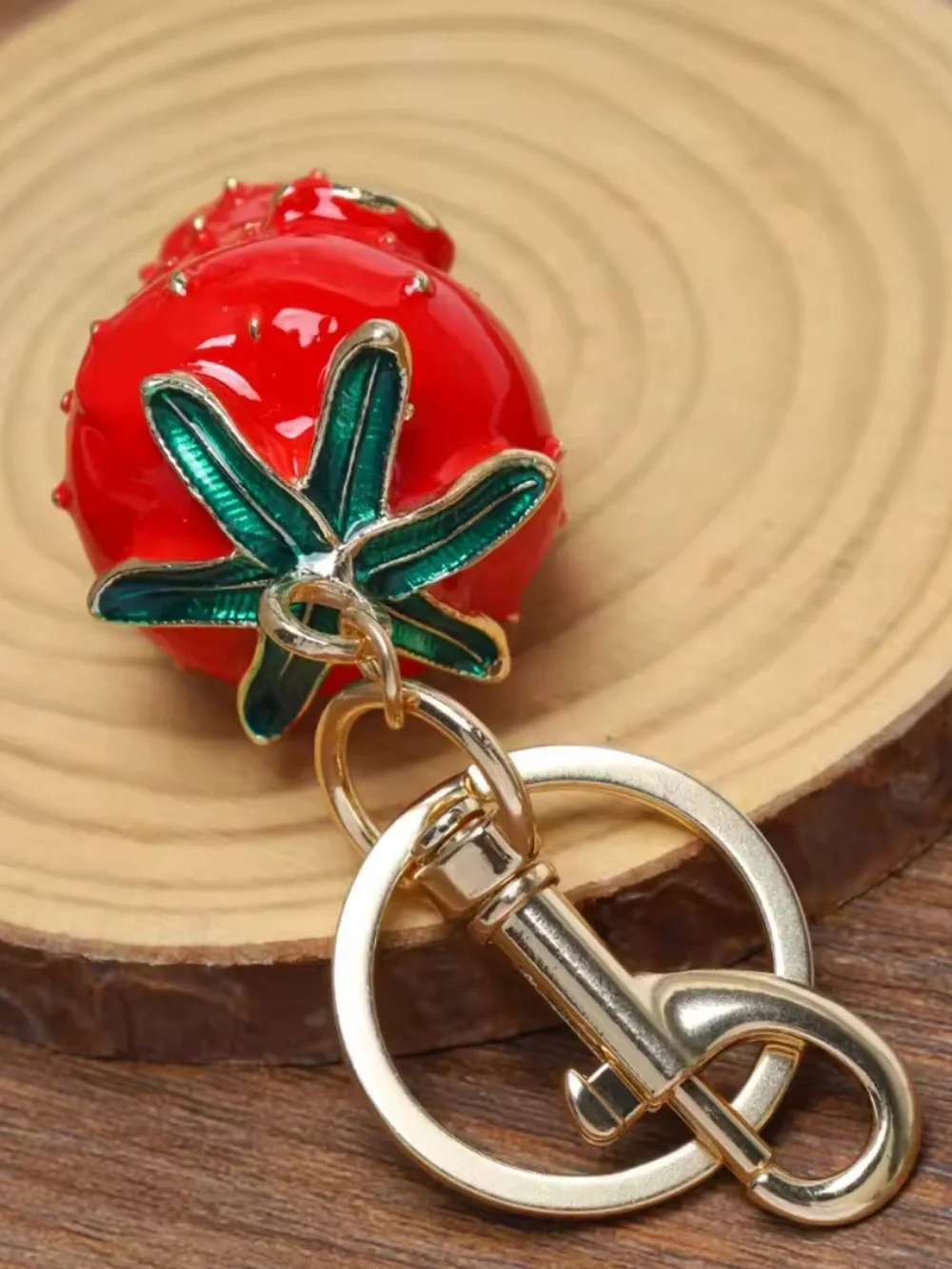 Coach CC Logo Strawberry Fruit Enamel Bag Charm Pendant Keychain